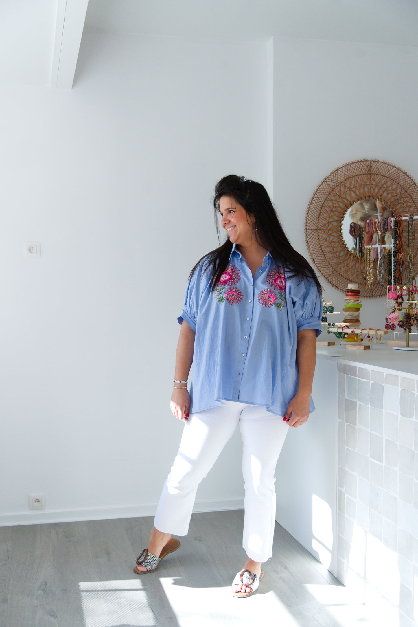 Blue pearl blouse