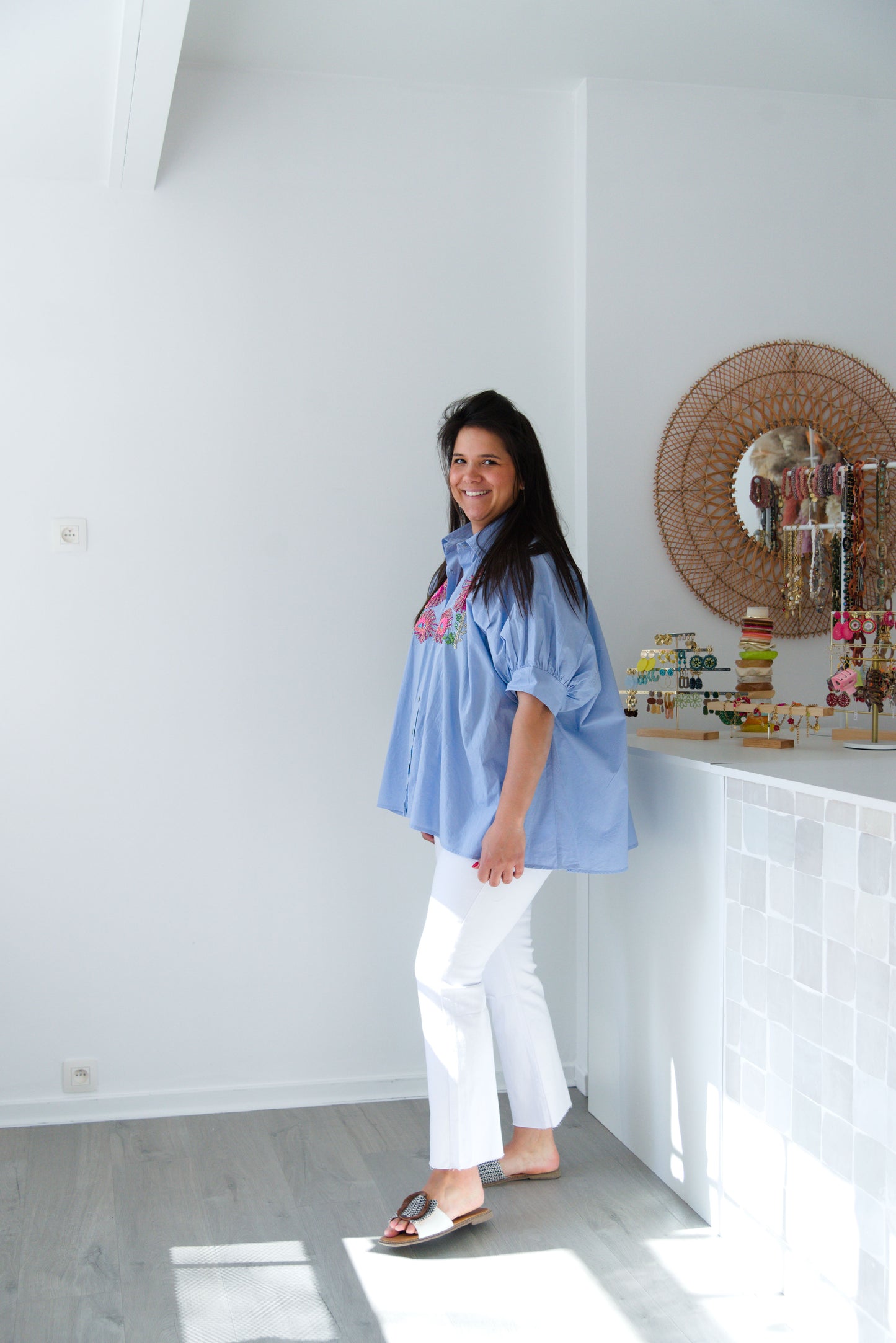 Blue pearl blouse