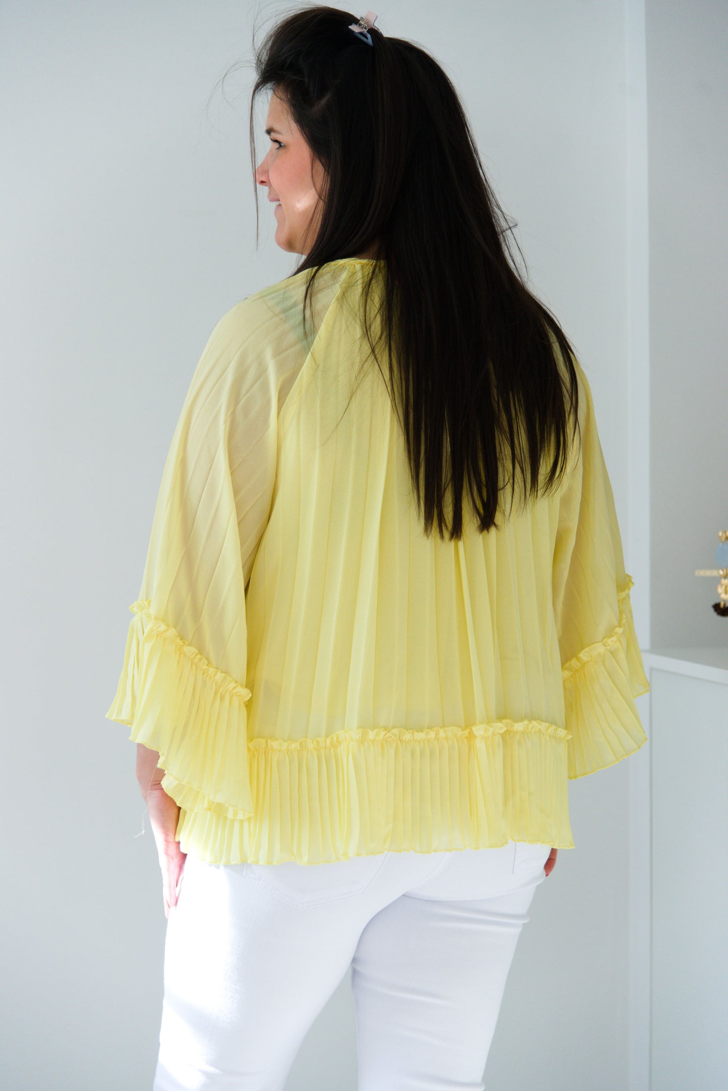 Twirl plissé blouse yellow