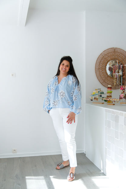 Refined floral blouse blue