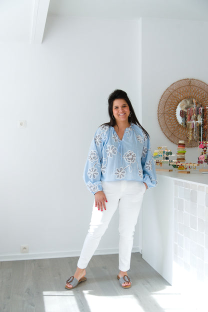 Refined floral blouse blue