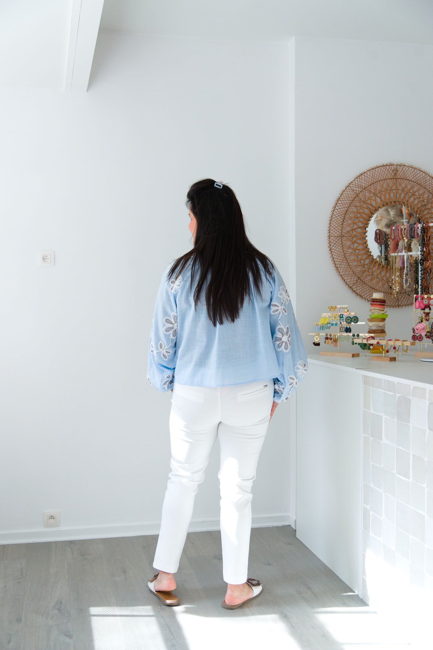 Refined floral blouse blue