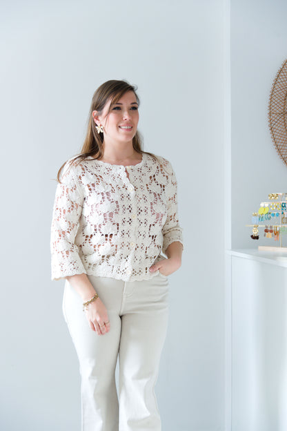 Beige crochet cardigan