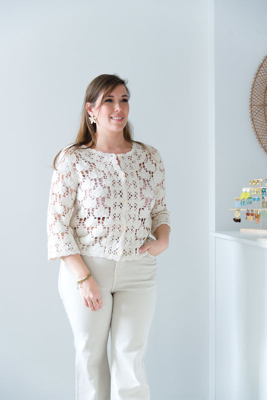 Beige crochet cardigan