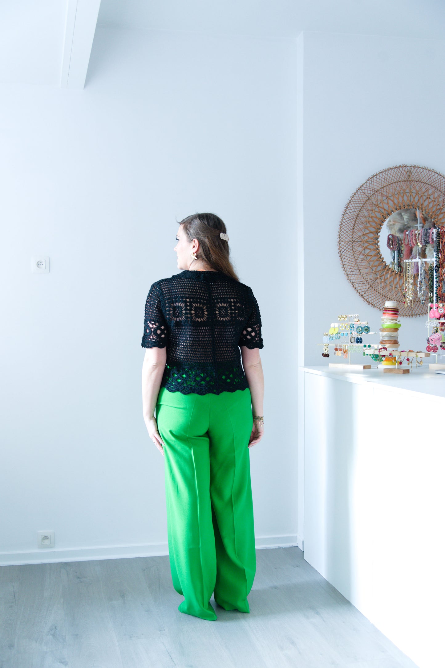 Elegant green wide pants