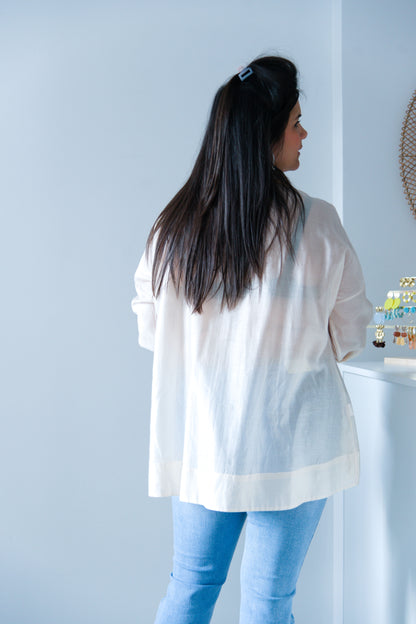 Beige shine oversized shirt