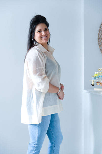 Beige shine oversized shirt