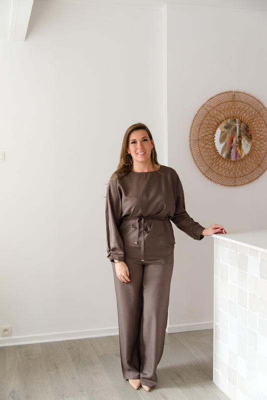 Satin pants brown
