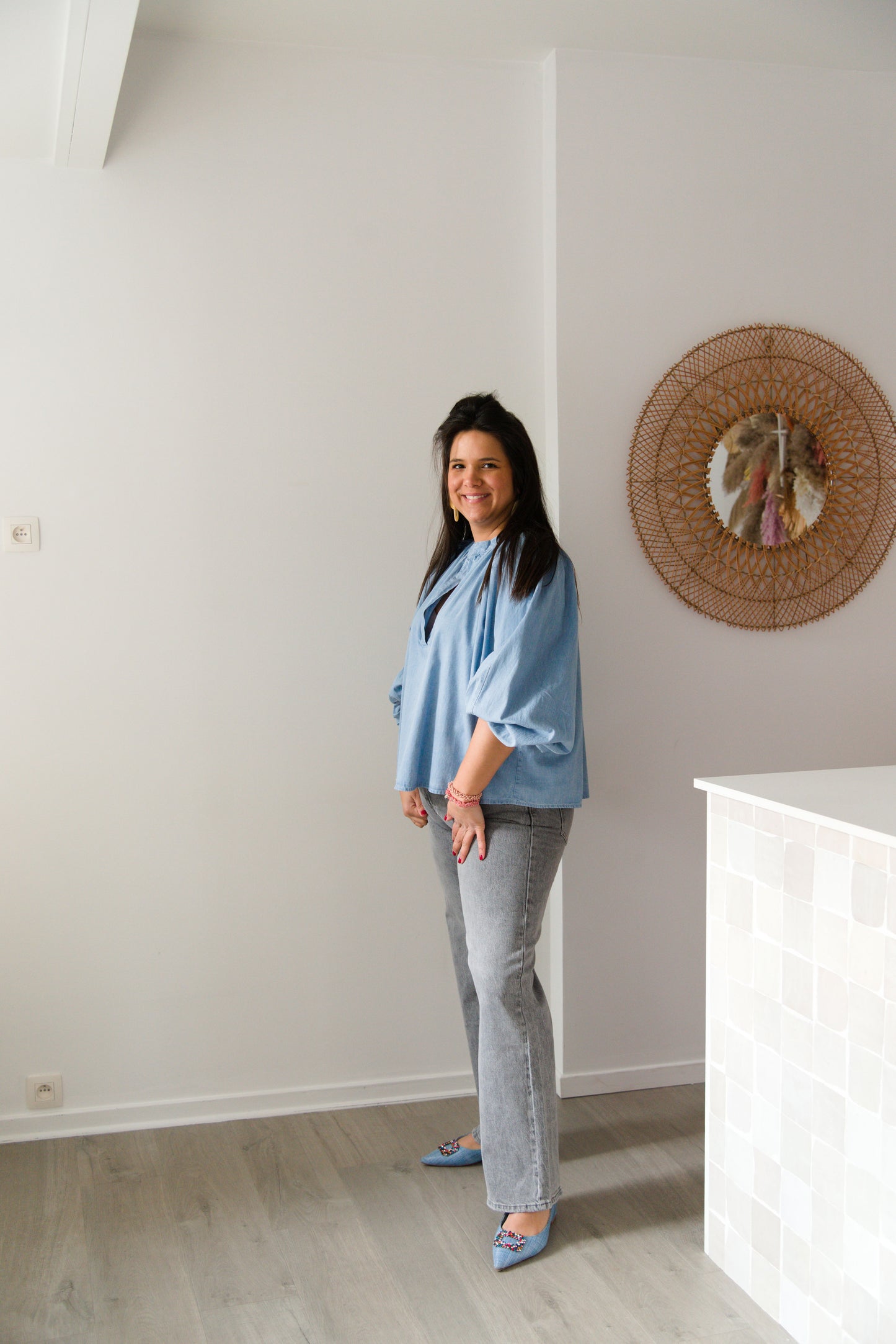 Chic denim blouse