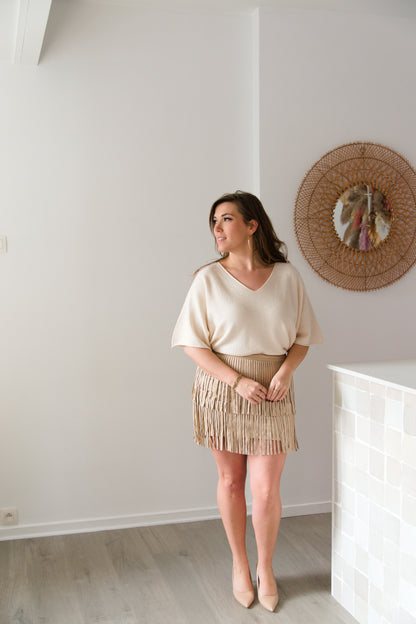 Flirty fringe skirt beige