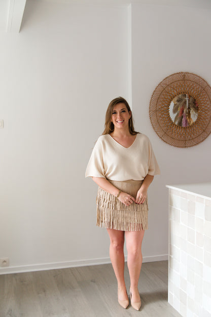 Flirty fringe skirt beige