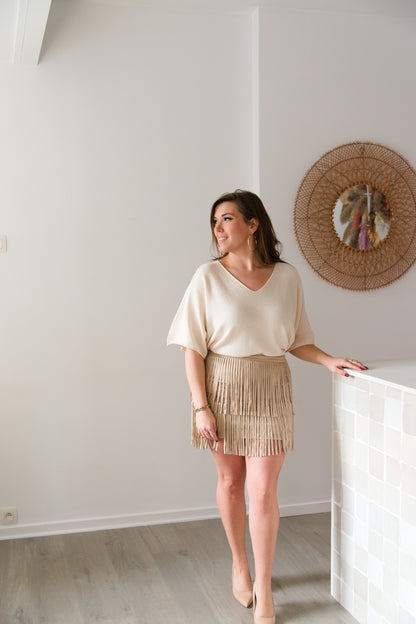 Flirty fringe skirt beige