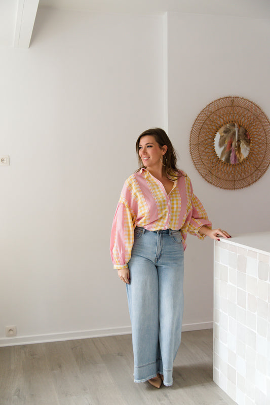 Wide ruffle jeans