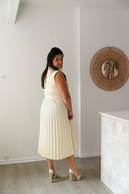 Plissé blazer dress yellow