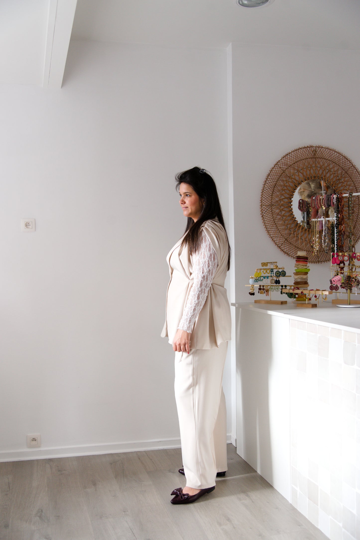 Curve beige tailored pants
