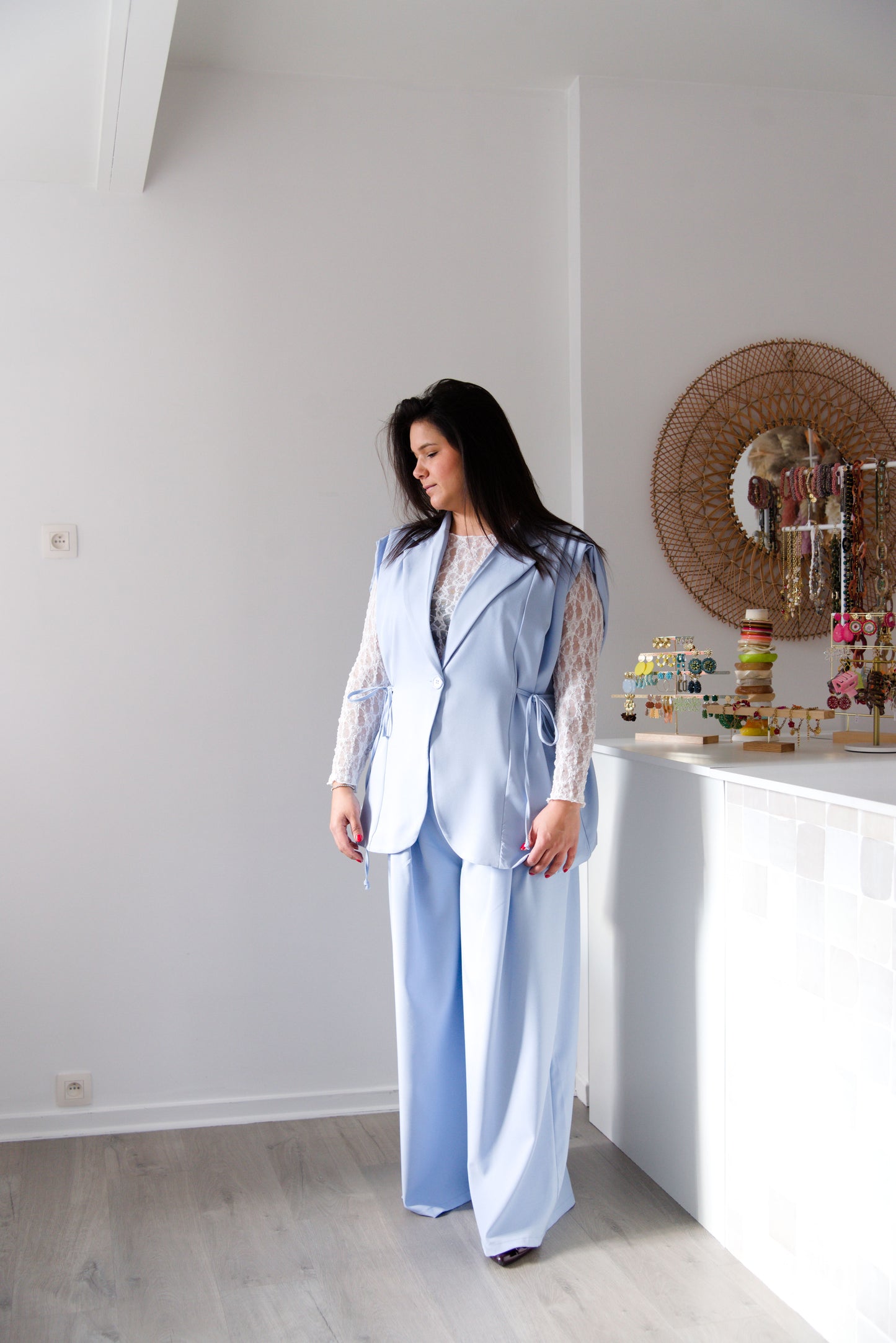 Curve blue tailored vest