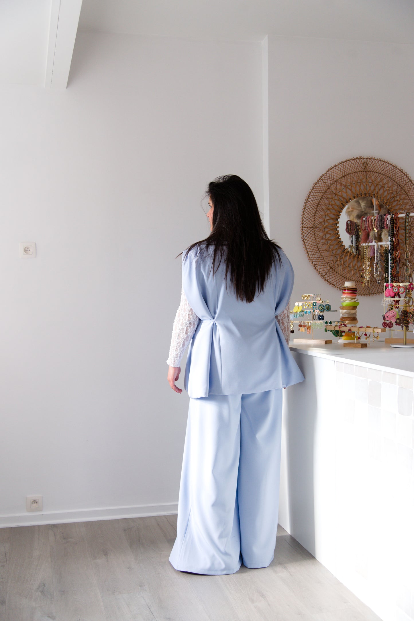 Curve blue tailored pants