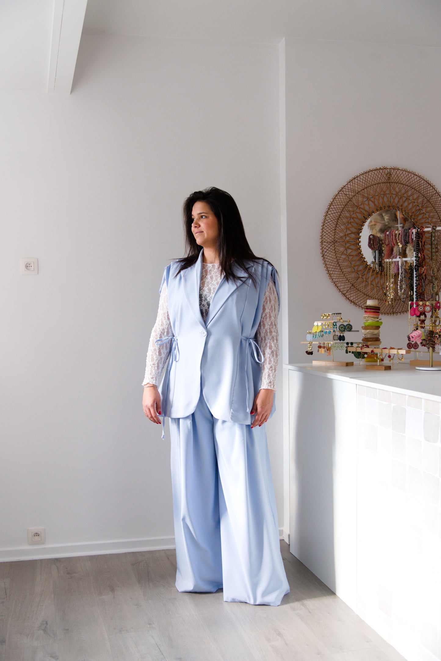 Curve blue tailored vest