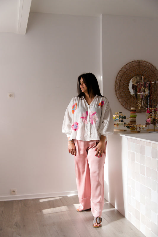 Curve satin pants pink