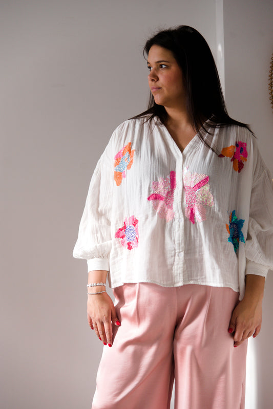 Vibrant sequin blouse