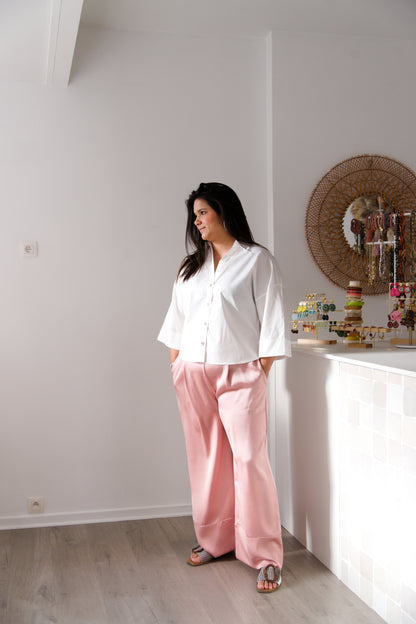 Curve satin pants pink