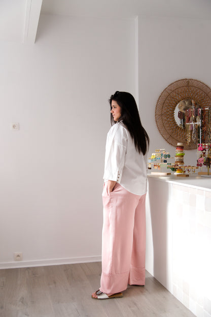 Curve satin pants pink