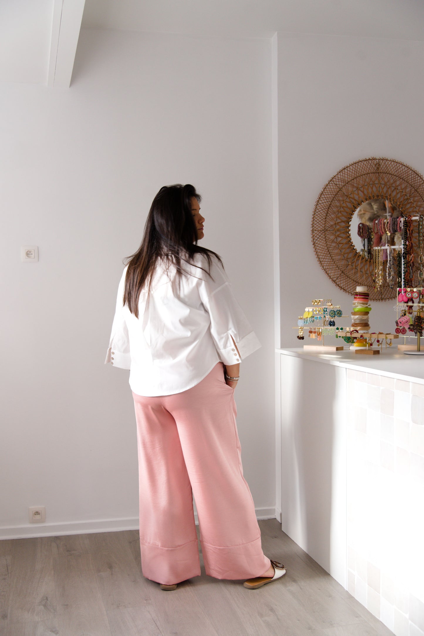 Curve satin pants pink