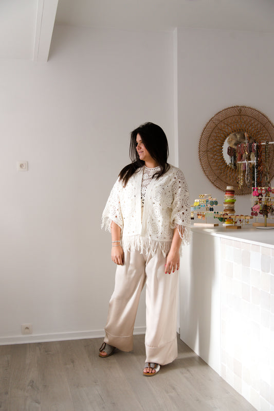 Curve satin pants sand