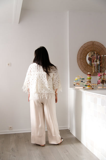 Curve satin pants sand