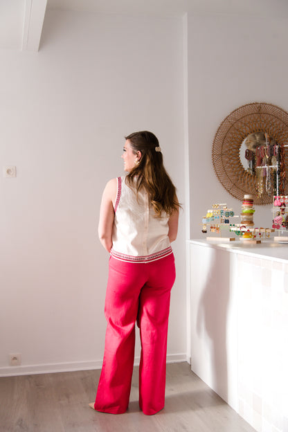 Red linen pants