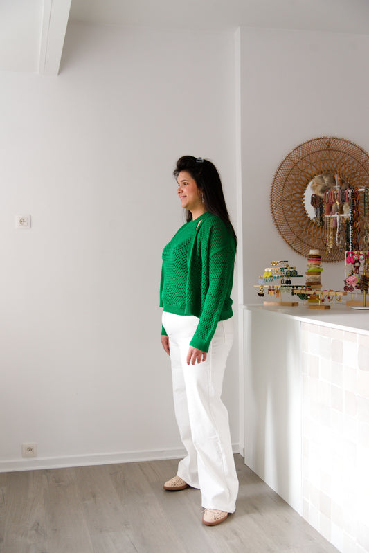 Green crochet cardigan