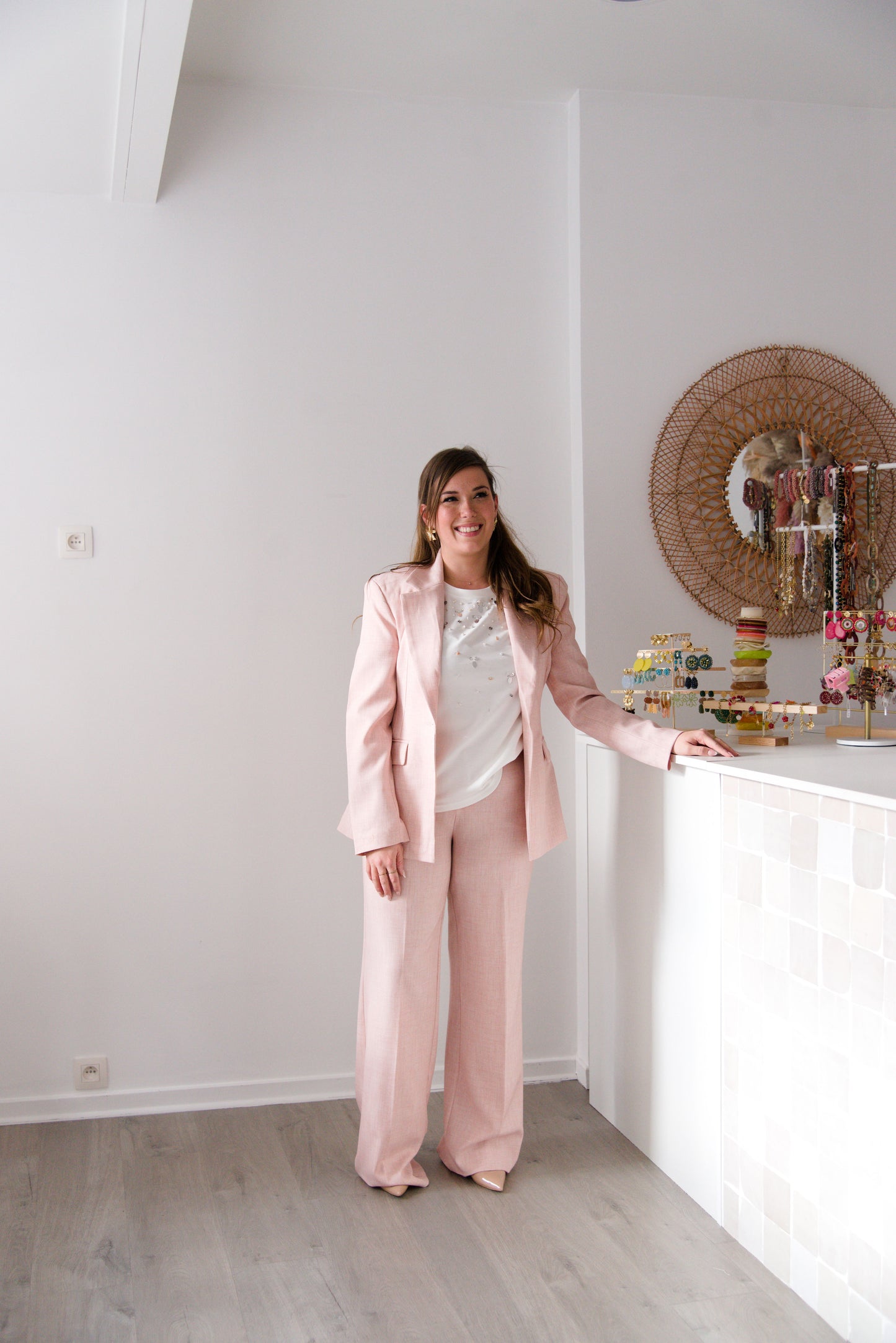 Peach tailored pants