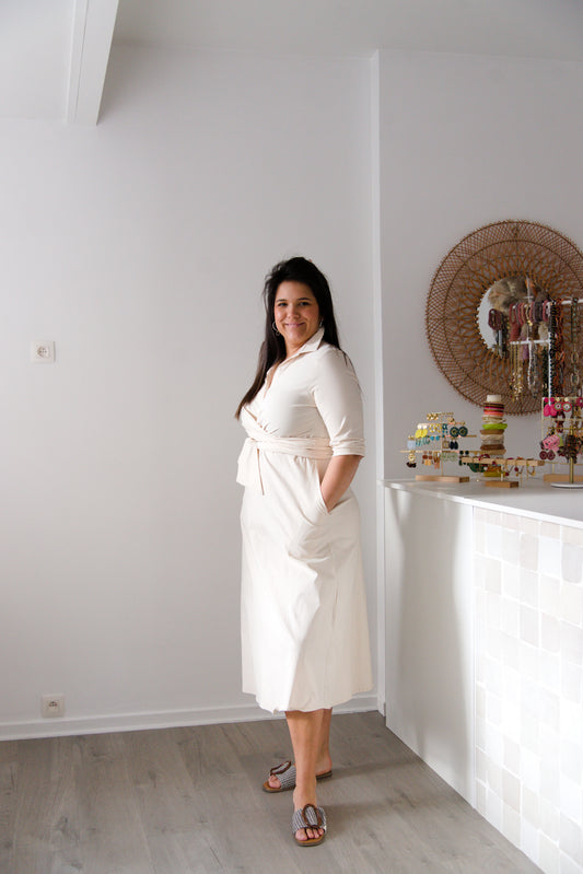 Long tailored dress ecru