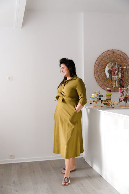 Long tailored dress khaki