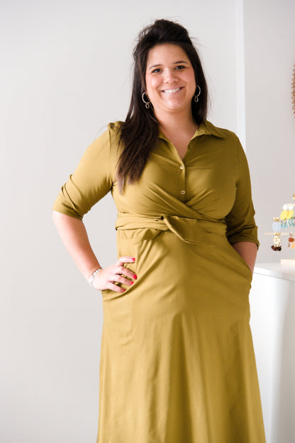 Long tailored dress khaki