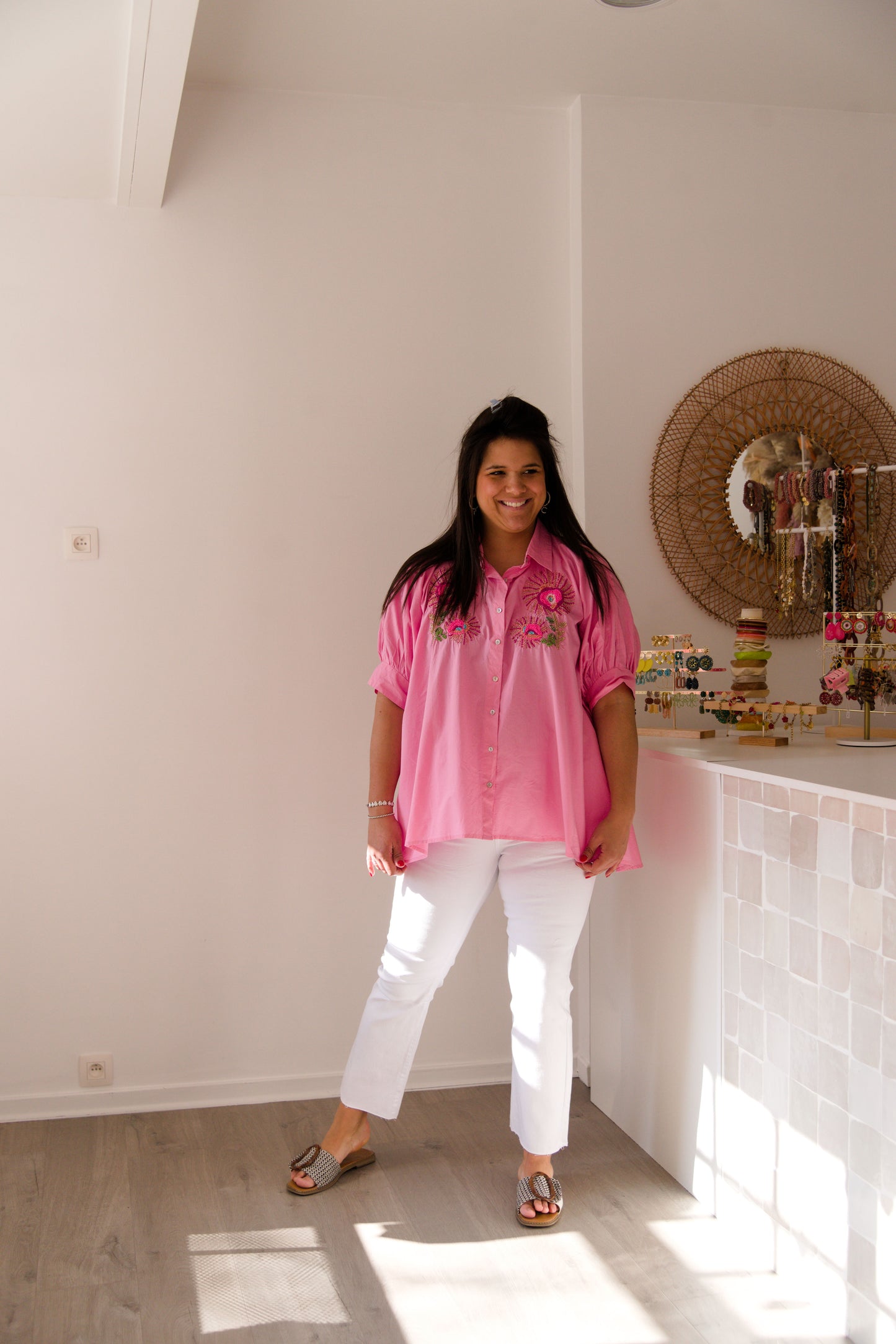 Pink pearl blouse