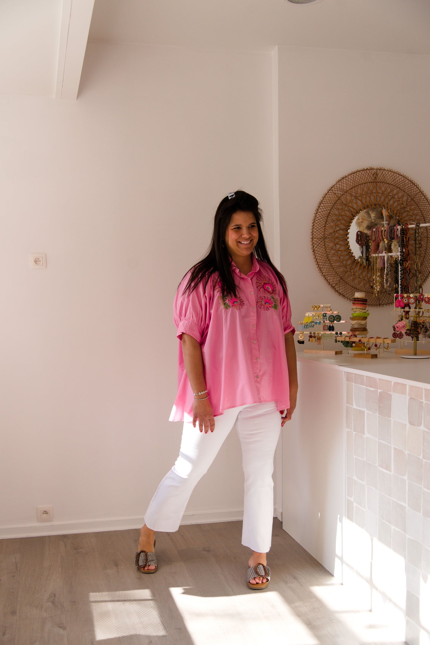 Pink pearl blouse